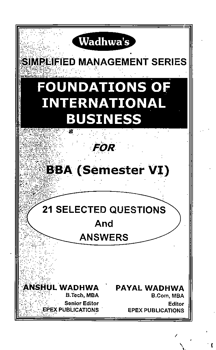 Foundation of international business for BBA (Semester VI)